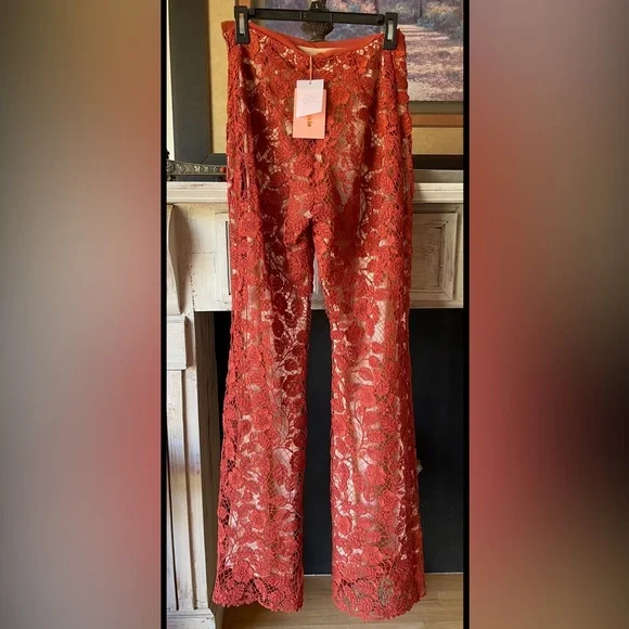 CULT GAIA Kaci Sienna Corded Lace Wide-Leg Pants NWTs Sz 6 - Picture 3 of 11